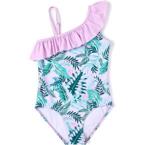 PATPAT Girl's One Piece Swimsuit Floral Ruffle Bathing Suit for Kids Swimwear Beachwear 5-12 Years