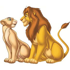 10 Inch Simba Nala The Lion King Movie Animal Cub Removable Peel Self Stick Adhesive Vinyl Decorative Wall Decal Sticker Art Kids Room Home Decor Girl Boy Children Bedroom 10 x 8 1/4 inch Tall