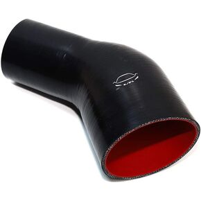 LTI Universal 76mm to 102mm 4-Ply Reinforced High Performance 3"-4" ID 45 Degree Elbow Reducer Coupler Silicone Hose (3"-4" Black)