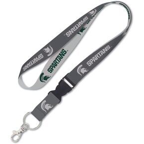 WinCraft Michigan State Spartans Lanyard with Detachable Buckle, 1" - Green and Grey