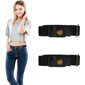 No Buckle Belts for Men,2 Pack Adjustable Buckless Belts Side Belts No Buckle for Women,Stretch Belt Loops for Pants Jeans