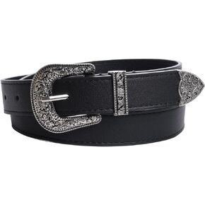 Western Leather Belts for Women Ladies Vintage Western Design Cowgirl Waist Belt for Pants Jeans Dresses
