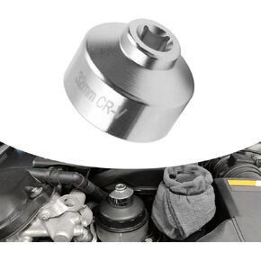 Pack-1 Car 32mm Oil Filter Wrench, 6 Point 3/8" Steel Low Profile Drive Socket Wrench, Oil Filter Labor-saving Disassembly Tool, Compatible with Ecotec TDI VW GM Audi BMW Polaris (Silver)