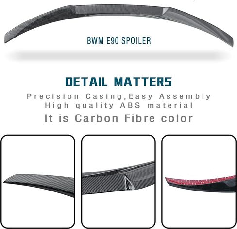 Rear Spoiler Wing Compatible with 2006-2011 E90 3 Series 323i 325i 328i 328i xDrive 330xi 335i & 2008-2012 E90 M3 Sedan 4-Door Carbon Fiber Style Rear Trunk M4 Style Spoiler Wing in Saudi Arabia