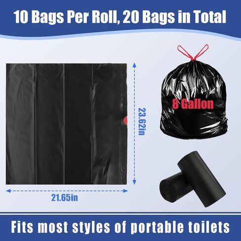 20 Pack Poo Urine Powder(Lemon Scent,15g/Pack) with 20 Count Portable Toilet Bags,Portable Toilet Powder,Urine Solidifier for Camping in Saudi Arabia