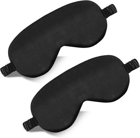 Qianyu 2 Pack Sleep Masks Soft Silk Satin Travel Light Blocking Eye Mask Covers for Sleeping with Adjustable Elastic Strap Effective Shading Night Breathable Blindfold for Women Men in Saudi Arabia