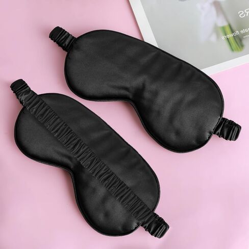 Qianyu 2 Pack Sleep Masks Soft Silk Satin Travel Light Blocking Eye Mask Covers for Sleeping with Adjustable Elastic Strap Effective Shading Night Breathable Blindfold for Women Men in Saudi Arabia