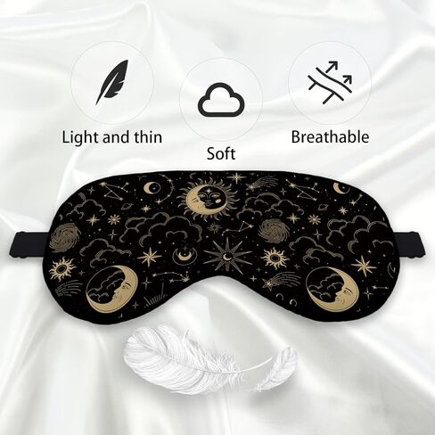 Tarot Themed Eye Mask for Boys Kids, Gothic Gift Magic Themed Gift Silk Eye Mask for Sleeping, Moon Starts Tarot Gifts for Women Girls, Gothic Lover Gift Adjustable Straps Soft Sleep Mask in Kuwait