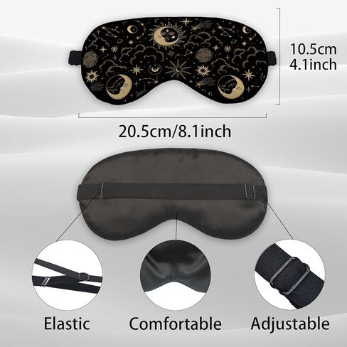 Tarot Themed Eye Mask for Boys Kids, Gothic Gift Magic Themed Gift Silk Eye Mask for Sleeping, Moon Starts Tarot Gifts for Women Girls, Gothic Lover Gift Adjustable Straps Soft Sleep Mask in Kuwait