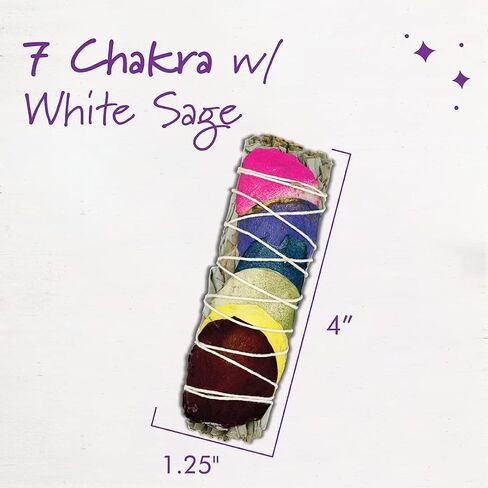 ESPOIR & AMOUR 7 Chakra Sage - 3 Spiritual White Sage Sticks with 7 Chakra Rose Petals for Smudging, Healing and Ritual | Sustainably Harvested 4 Inch Californian 7 Chakra White Sage Bundle in Saudi Arabia