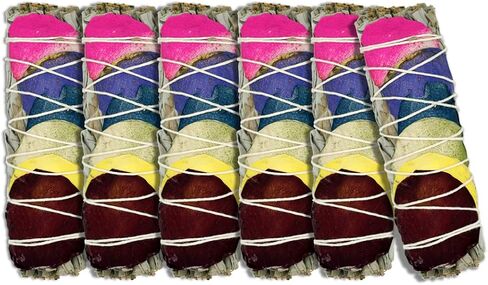 ESPOIR & AMOUR 7 Chakra Sage - 3 Spiritual White Sage Sticks with 7 Chakra Rose Petals for Smudging, Healing and Ritual | Sustainably Harvested 4 Inch Californian 7 Chakra White Sage Bundle in Saudi Arabia