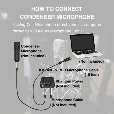 HOSONGIN USB Male to XLR Female Mic Link Converter Cable Studio Audio Cable Connector Cords Adapter for Microphones or Recording,USB Microphone Cable -10Feet in Saudi Arabia