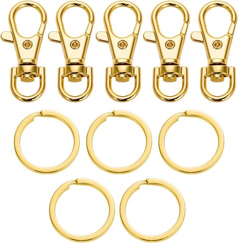 5 Set Silver Keychain with Key Rings Swivel Clasps Lanyard Snap Hook Metal Key Chain Clip Hooks Lanyard Swivel Lobster Claw Clasps for Crafts, Jewelry Making (Gold) in Saudi Arabia