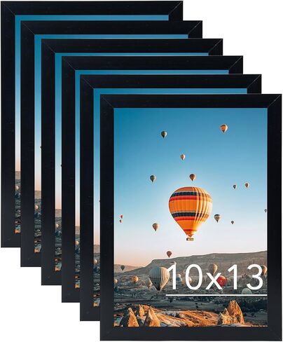 6x12 Black Picture Frame Set of 6, Horizontal and Vertical Formats for Wall Hanging, 6 x 12 Wall Gallery Poster Photo Frames with Shatter Resistant Plexiglass, 6 Pack, Black in Saudi Arabia