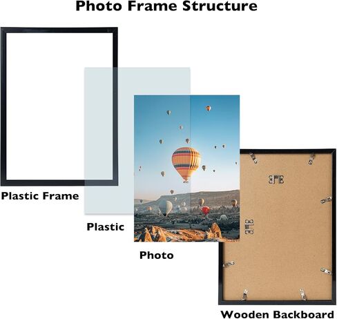 6x12 Black Picture Frame Set of 6, Horizontal and Vertical Formats for Wall Hanging, 6 x 12 Wall Gallery Poster Photo Frames with Shatter Resistant Plexiglass, 6 Pack, Black in Saudi Arabia