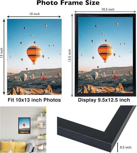 6x12 Black Picture Frame Set of 6, Horizontal and Vertical Formats for Wall Hanging, 6 x 12 Wall Gallery Poster Photo Frames with Shatter Resistant Plexiglass, 6 Pack, Black in Saudi Arabia