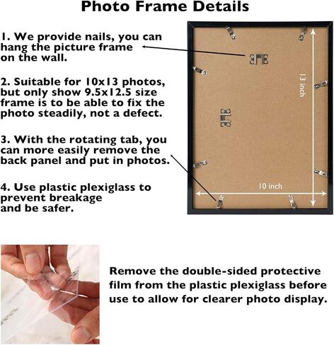 6x12 Black Picture Frame Set of 6, Horizontal and Vertical Formats for Wall Hanging, 6 x 12 Wall Gallery Poster Photo Frames with Shatter Resistant Plexiglass, 6 Pack, Black in Saudi Arabia