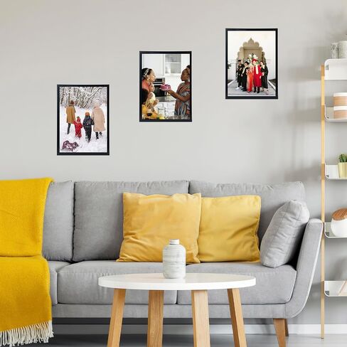 6x12 Black Picture Frame Set of 6, Horizontal and Vertical Formats for Wall Hanging, 6 x 12 Wall Gallery Poster Photo Frames with Shatter Resistant Plexiglass, 6 Pack, Black in Saudi Arabia