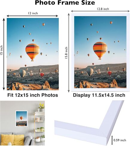 6x12 Black Picture Frame Set of 6, Horizontal and Vertical Formats for Wall Hanging, 6 x 12 Wall Gallery Poster Photo Frames with Shatter Resistant Plexiglass, 6 Pack, Black in Saudi Arabia