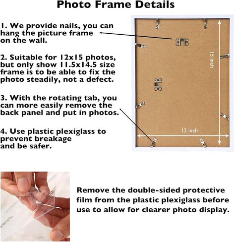 6x12 Black Picture Frame Set of 6, Horizontal and Vertical Formats for Wall Hanging, 6 x 12 Wall Gallery Poster Photo Frames with Shatter Resistant Plexiglass, 6 Pack, Black in Saudi Arabia