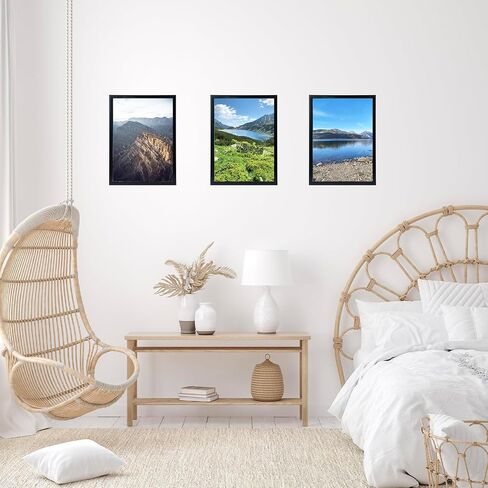 6x12 Black Picture Frame Set of 6, Horizontal and Vertical Formats for Wall Hanging, 6 x 12 Wall Gallery Poster Photo Frames with Shatter Resistant Plexiglass, 6 Pack, Black in Saudi Arabia