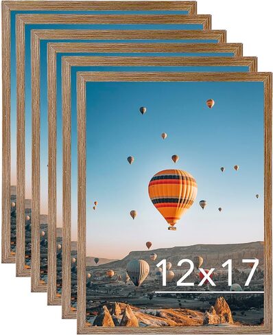 6x12 Black Picture Frame Set of 6, Horizontal and Vertical Formats for Wall Hanging, 6 x 12 Wall Gallery Poster Photo Frames with Shatter Resistant Plexiglass, 6 Pack, Black in Saudi Arabia