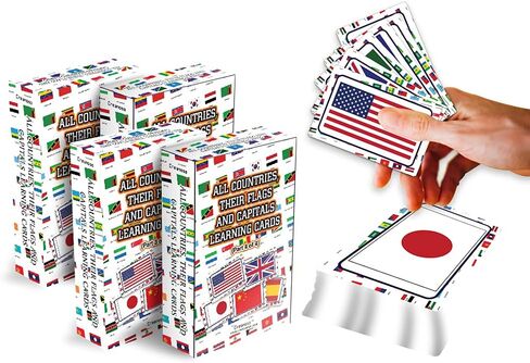 Creanoso Country Flags and Their Capital Learning Cards for Kids Bulk Set (4-Deck) - Pretty Favors Decor Decal Supply - Stocking Stuffers Gifts for Boys Girls Christmas Holidays Activities – DIY Art in Saudi Arabia