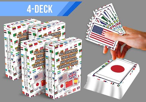 Creanoso Country Flags and Their Capital Learning Cards for Kids Bulk Set (4-Deck) - Pretty Favors Decor Decal Supply - Stocking Stuffers Gifts for Boys Girls Christmas Holidays Activities – DIY Art in Saudi Arabia