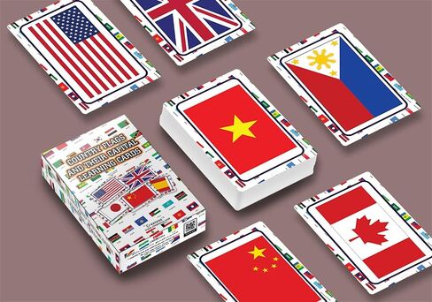 Creanoso Country Flags and Their Capital Learning Cards for Kids Bulk Set (4-Deck) - Pretty Favors Decor Decal Supply - Stocking Stuffers Gifts for Boys Girls Christmas Holidays Activities – DIY Art in Saudi Arabia