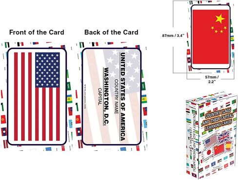 Creanoso Country Flags and Their Capital Learning Cards for Kids Bulk Set (4-Deck) - Pretty Favors Decor Decal Supply - Stocking Stuffers Gifts for Boys Girls Christmas Holidays Activities – DIY Art in Saudi Arabia