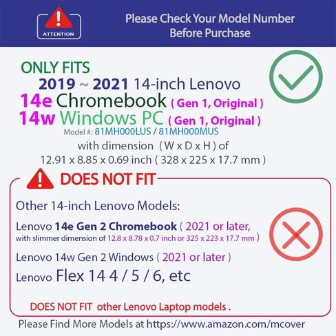 mCover Hard Shell Case for 2019 14" Lenovo 14e Series Chromebook Laptop (NOT Fitting Older 14" Lenovo N42 / S330 and 11.6" N22 / N23 / N24, etc Chromebook) (LEN-C14e Clear) in Saudi Arabia