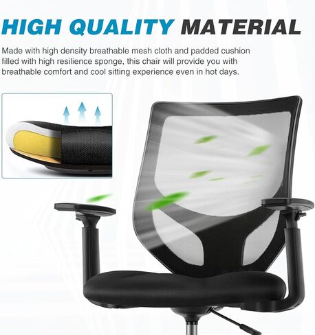Drafting Chair, Standing Desk Chair with Adjustable Armrests and Foot Ring, Height Adjustable Tall Office Chair with Ergonomic Lumbar Support, 360 Degree Swivel Rolling Chair, Breathable Mesh Chair in Kuwait
