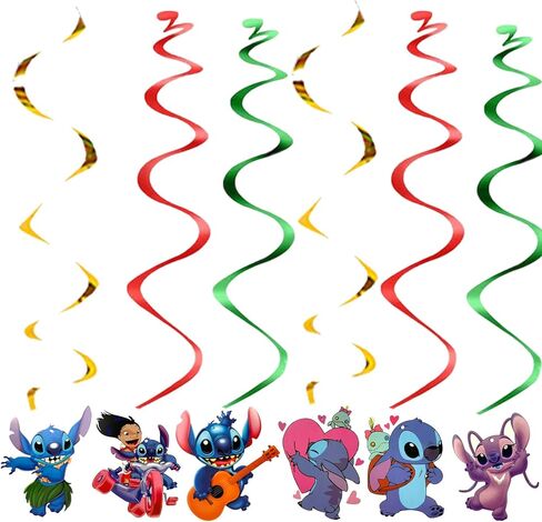 Fenghu 12 قطعة من ديكورات السقف الدوامات للحفلات من أجل Lilo and Stitch، Lilo and Stitch لوازم زينة حفلات أعياد الميلاد in Kuwait