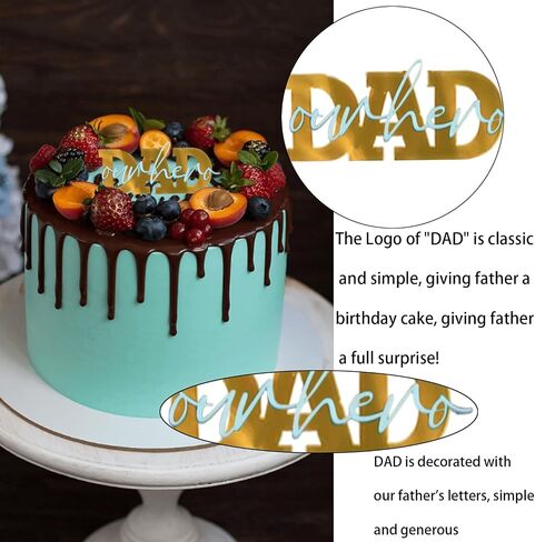 4 Pcs Super Dad Happy Birthday Cupcake Toppers for Men Happy Father's Day Birthday Cake Topper DAD Our Father Cup Cake Toppers for Husband Birthday Party Decorations Father's day Supplies Decorations in Saudi Arabia