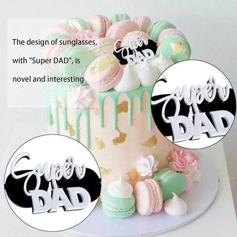 4 Pcs Super Dad Happy Birthday Cupcake Toppers for Men Happy Father's Day Birthday Cake Topper DAD Our Father Cup Cake Toppers for Husband Birthday Party Decorations Father's day Supplies Decorations in Saudi Arabia