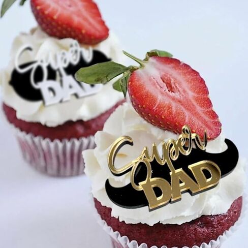 4 Pcs Super Dad Happy Birthday Cupcake Toppers for Men Happy Father's Day Birthday Cake Topper DAD Our Father Cup Cake Toppers for Husband Birthday Party Decorations Father's day Supplies Decorations in Saudi Arabia