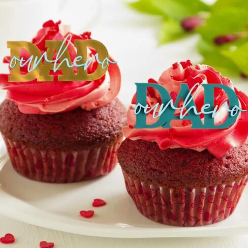 4 Pcs Super Dad Happy Birthday Cupcake Toppers for Men Happy Father's Day Birthday Cake Topper DAD Our Father Cup Cake Toppers for Husband Birthday Party Decorations Father's day Supplies Decorations in Saudi Arabia