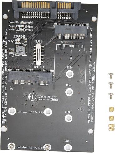 محول محول M.2 إلى SATAs، سرعة نقل سريعة، مجموعة محول PCB MSATA العملية، بطاقة محول توسيع القرص الصلب، بطاقة محول اثنين في واحد للكمبيوتر in Saudi Arabia