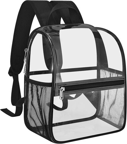 Mildbeer Small Clear Backpack - Stadium Approved 12x12x6 Clear Backpack for Women with 2 Bottle Holders for Festival Concert Travel Sport Games Venues in Saudi Arabia