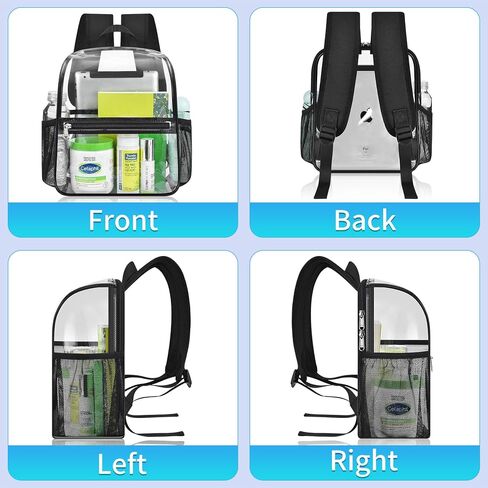 Mildbeer Small Clear Backpack - Stadium Approved 12x12x6 Clear Backpack for Women with 2 Bottle Holders for Festival Concert Travel Sport Games Venues in Saudi Arabia