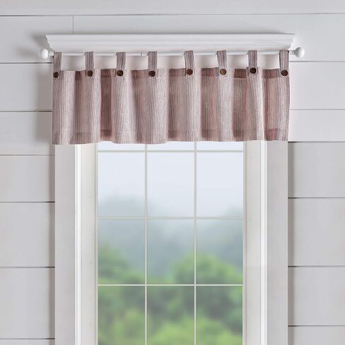 ستارة نافذة Elrene Home Fashions Tucker Ticking Stripe للمطبخ أو الحمام، مقاس 60 بوصة × 15 بوصة، ستارة واحدة، أحمر in Saudi Arabia