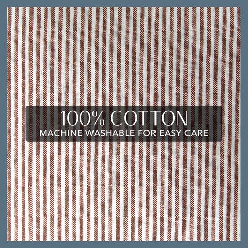 ستارة نافذة Elrene Home Fashions Tucker Ticking Stripe للمطبخ أو الحمام، مقاس 60 بوصة × 15 بوصة، ستارة واحدة، أحمر in Saudi Arabia