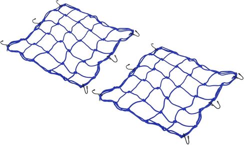 PATIKIL Reflective Bungee Cargo Net, 2 Pack Motorcycle Luggage Straps with 6 Hooks for Bicycle Motorcycle, 15.7" x 15.7", Red in Kuwait