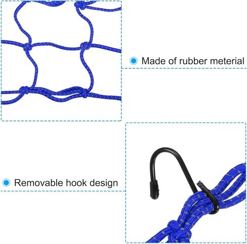 PATIKIL Reflective Bungee Cargo Net, 2 Pack Motorcycle Luggage Straps with 6 Hooks for Bicycle Motorcycle, 15.7" x 15.7", Red in Kuwait