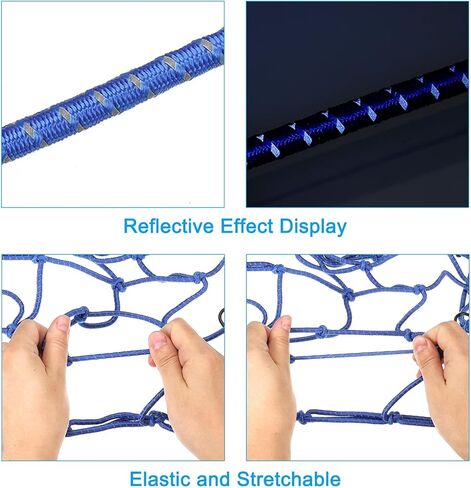 PATIKIL Reflective Bungee Cargo Net, 2 Pack Motorcycle Luggage Straps with 6 Hooks for Bicycle Motorcycle, 15.7" x 15.7", Red in Kuwait