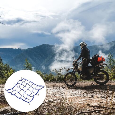 PATIKIL Reflective Bungee Cargo Net, 2 Pack Motorcycle Luggage Straps with 6 Hooks for Bicycle Motorcycle, 15.7" x 15.7", Red in Kuwait