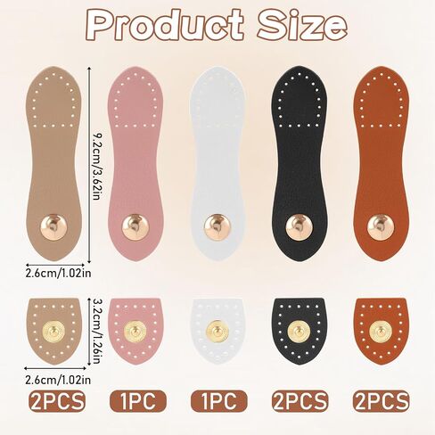 COMNICO 8 Pack Leather Snap Buckles, Sew on Purse Tab Closures Bag Buckle Fasteners DIY Craft Sewing Accessories for Wallet Shoulder Bag Handbag Purse Making Supplies in Saudi Arabia