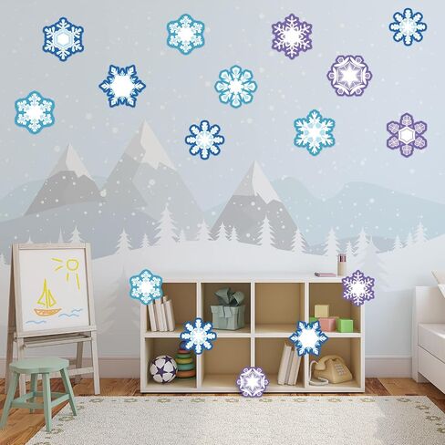 45 Pcs Winter Cutouts, Christmas Accents Paper Cutouts Name Tags Seasonal Winter Bulletin Board Tree Displays Classroom Decor for Teacher Student Homeschool Holiday (Snowflake Style, Blue, Purple) in Saudi Arabia