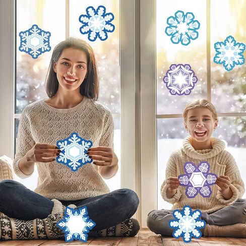 45 Pcs Winter Cutouts, Christmas Accents Paper Cutouts Name Tags Seasonal Winter Bulletin Board Tree Displays Classroom Decor for Teacher Student Homeschool Holiday (Snowflake Style, Blue, Purple) in Saudi Arabia