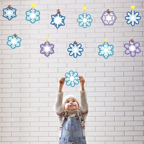 45 Pcs Winter Cutouts, Christmas Accents Paper Cutouts Name Tags Seasonal Winter Bulletin Board Tree Displays Classroom Decor for Teacher Student Homeschool Holiday (Snowflake Style, Blue, Purple) in Saudi Arabia